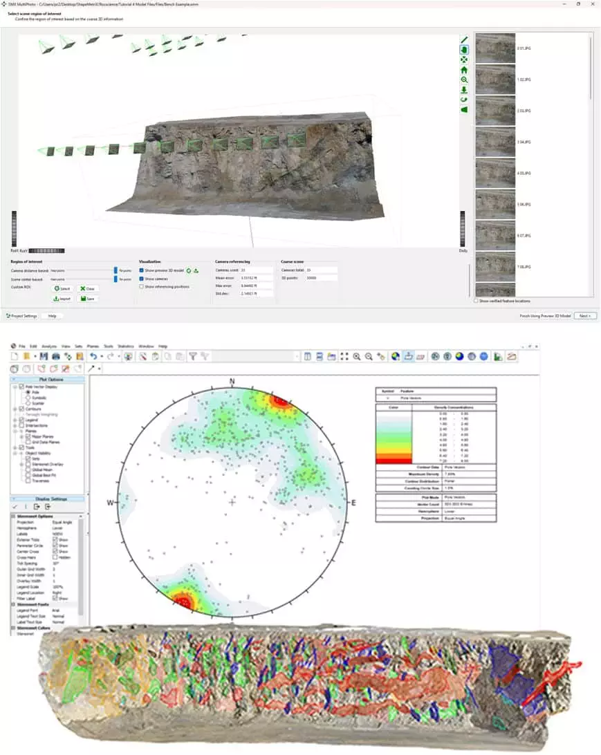 mapeo geomecánico con shapemetrix y modelación geotécnica